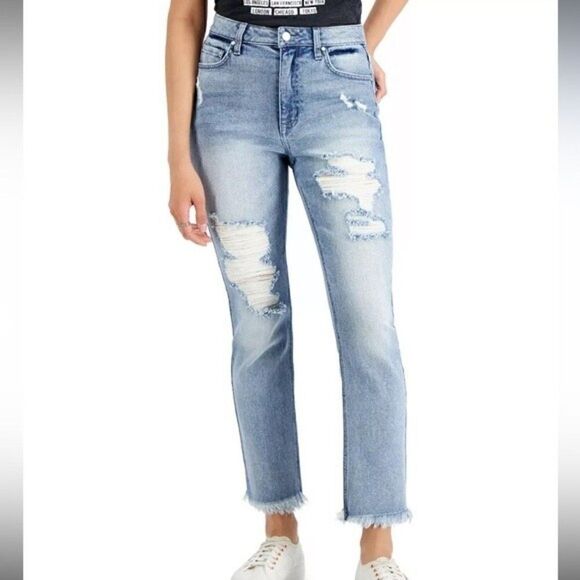 TINSELTOWN Juniors' Ripped Straight Jeans Melina Was size 11 - Picture 2 of 8